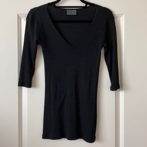 Michael Stars | 3/4 Sleeve Shine V-Neck - Black